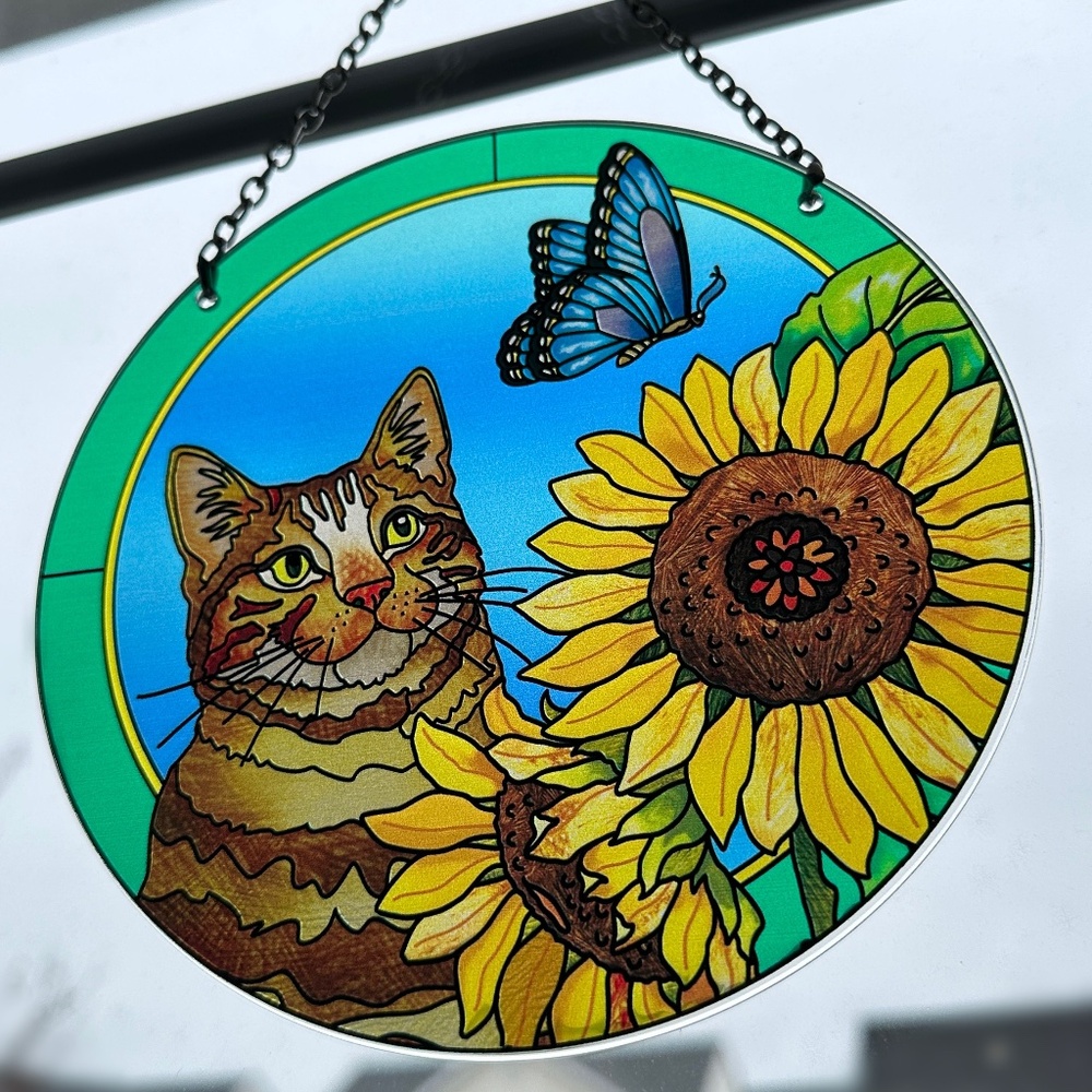 Painted Stained Glass Window Hanging